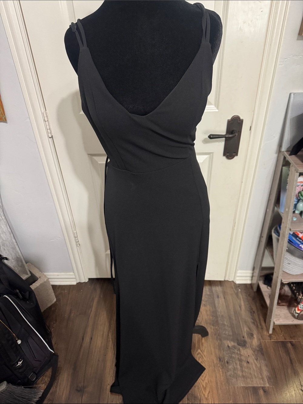 B Darlin Black Spaghetti Strap Evening Gown
